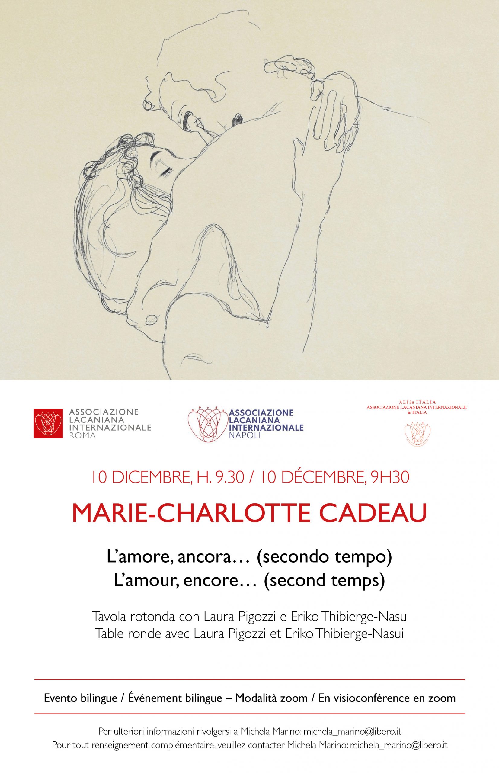 Locandina seminario di Marie-Charlotte Cadeau: L'amore, ancora... Sabato 10 dicembre 2022 ore 9,30