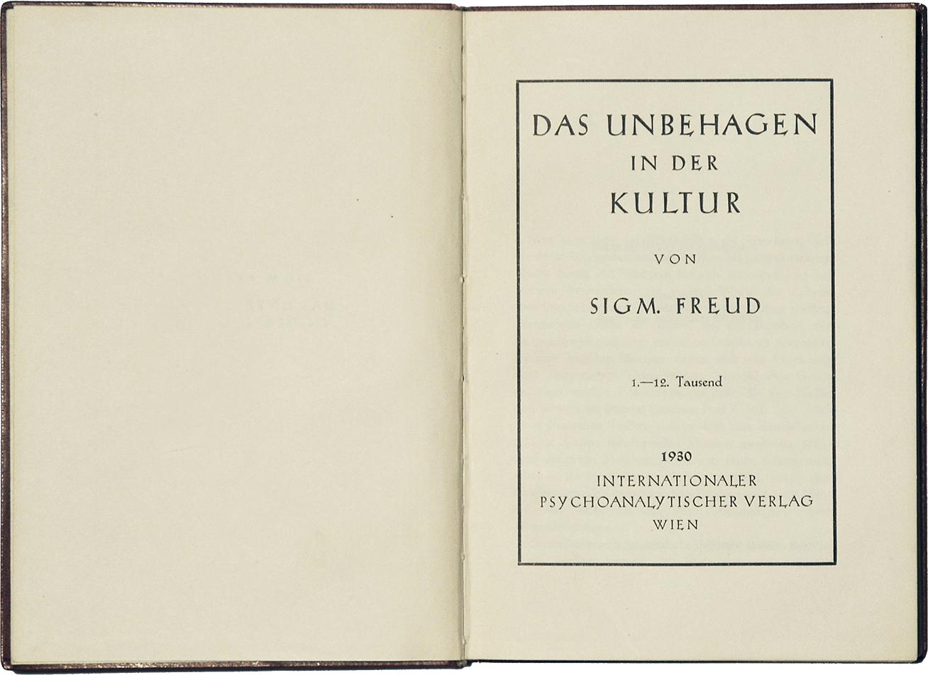 Frontespizio della prima edizione del Disagio della civiltà di Sigmund Freud